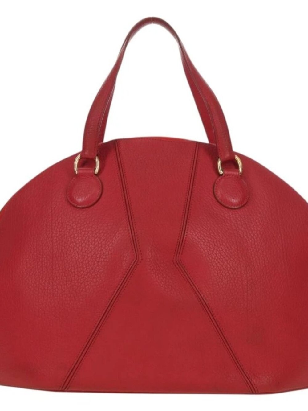 HERMES Ildvo Hand Bag Leather Red Gold Auth bs34829V - Picture 2 of 16